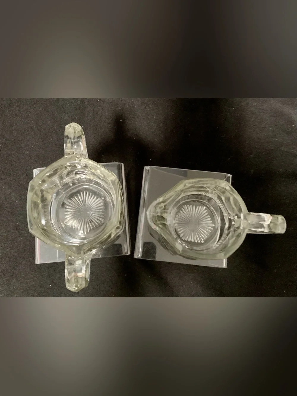 🔍 Clear Glass Creamer & Open Sugar Bowl (2) Piece Set